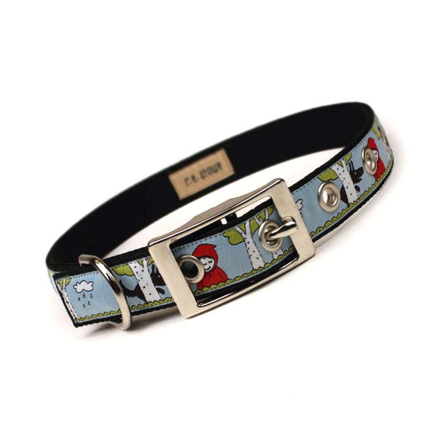 little red riding hood metal buckle dog collar (3/4 inch)
